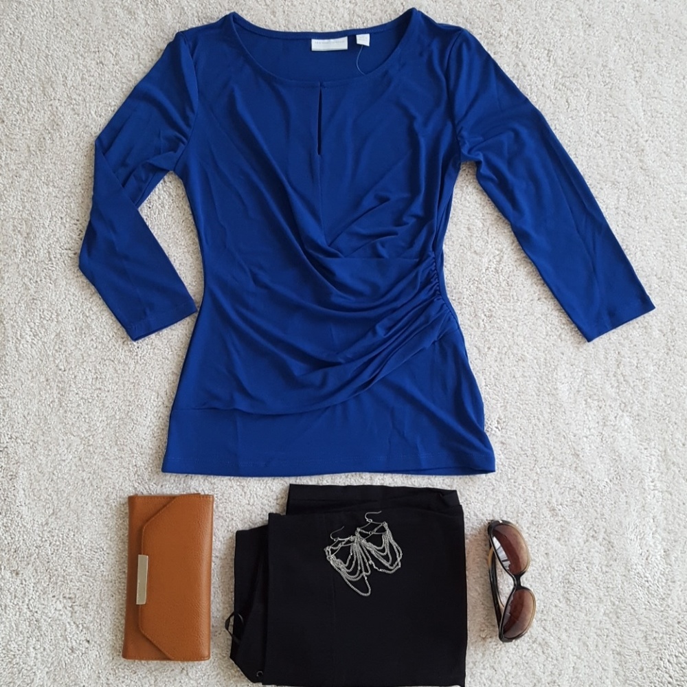Royal Blue Wrap Blouse